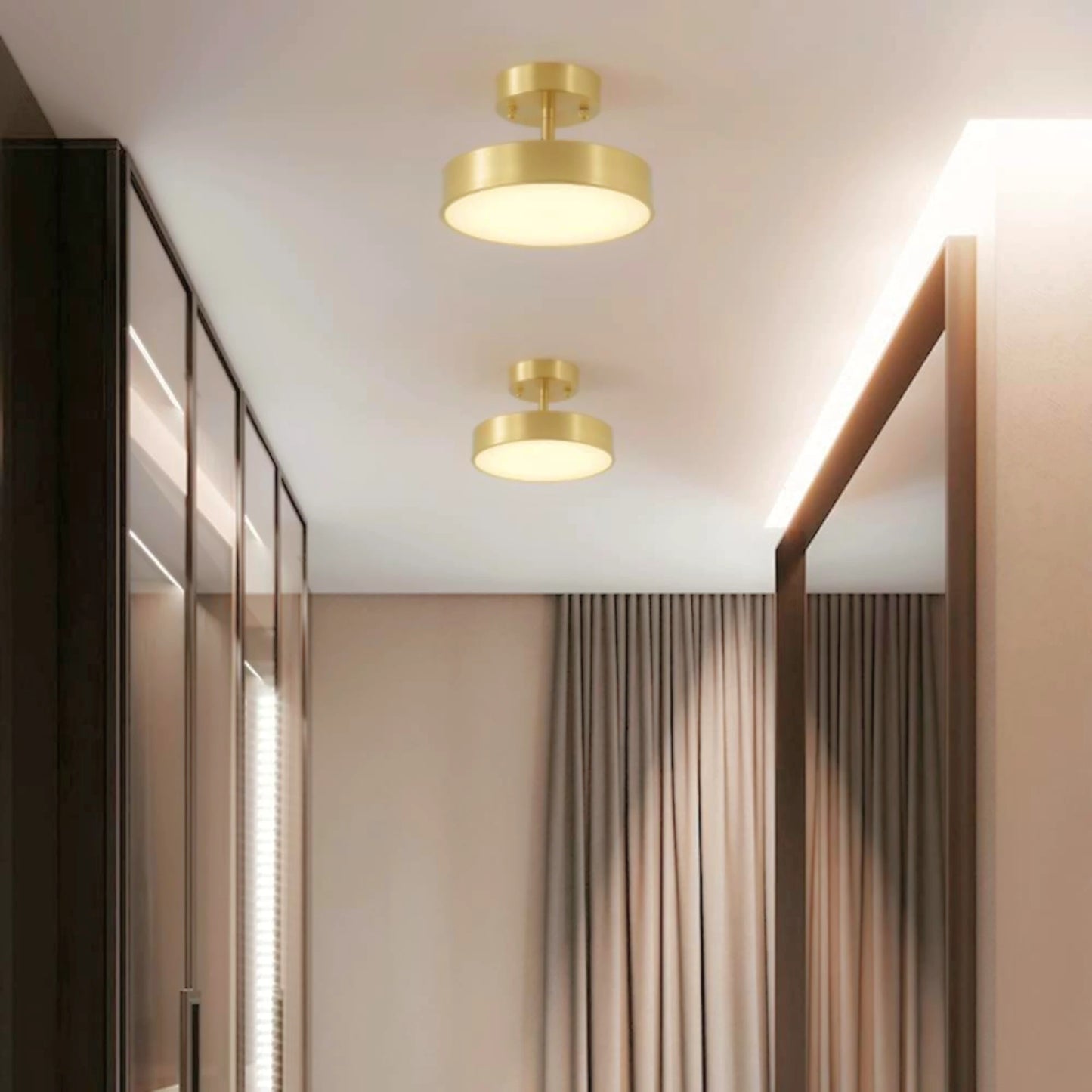 Plafonnier moderne cuivre brossé LED – Lumière chaleureuse et orientable - PlafonnierDeco