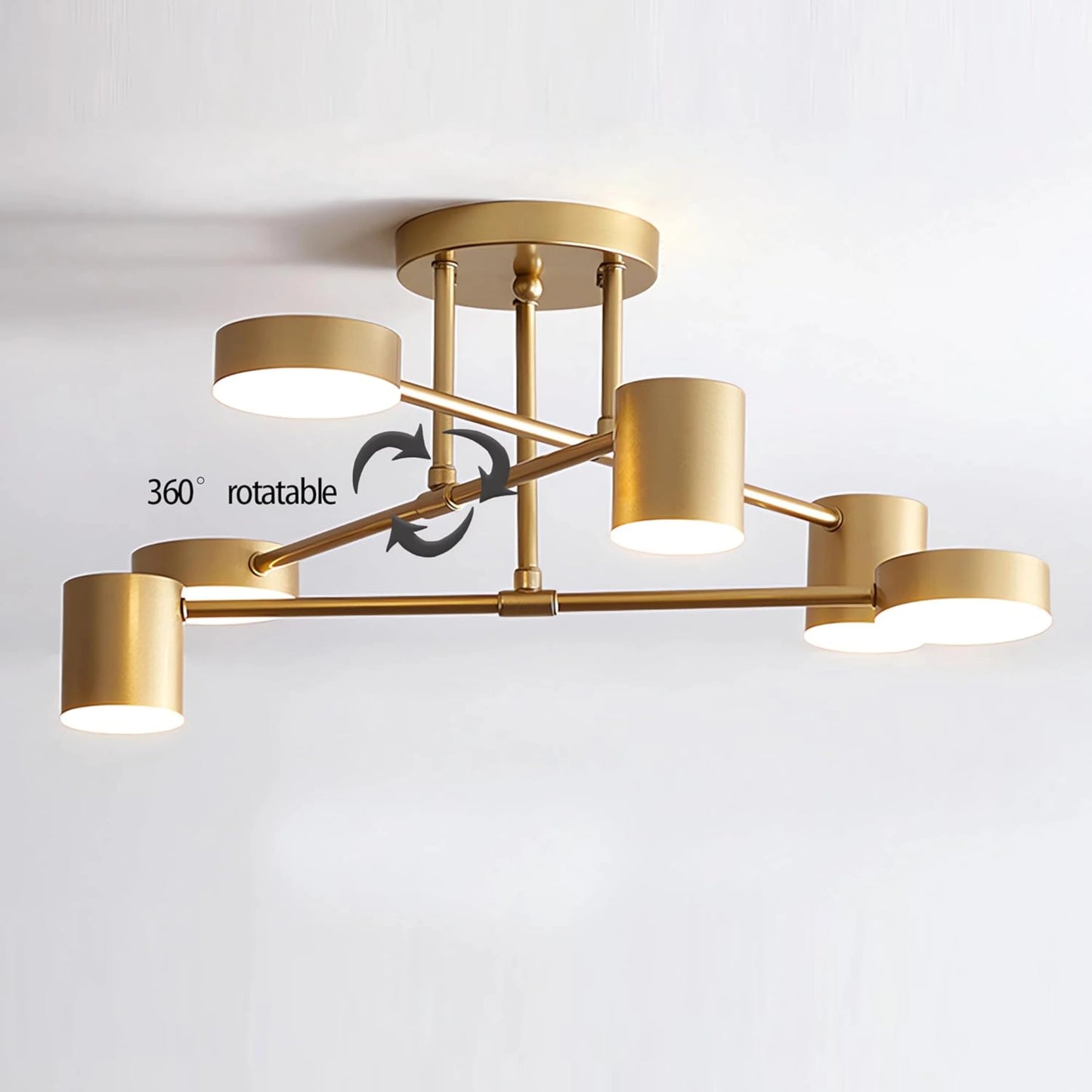 Plafonnier moderne en fer noir ou or avec éclairage LED réglable