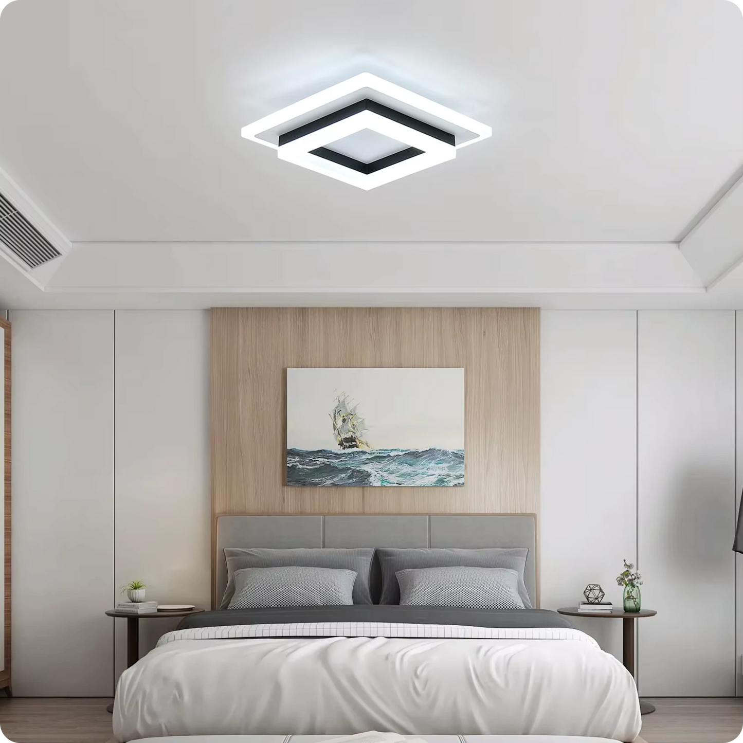 Plafonnier Moderne Carré LED en Acrylique Blanc Froid - PlafonnierDeco