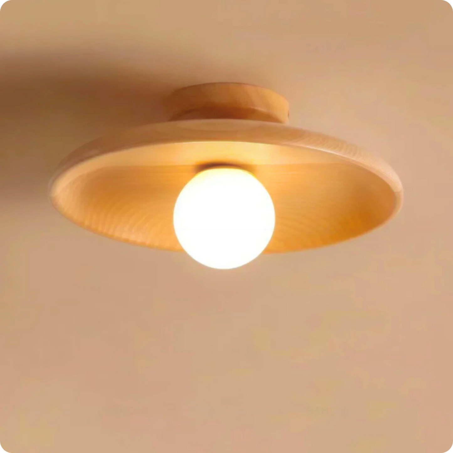 Plafonnier moderne bois noyer rond montage simple pour éclairage cosy - PlafonnierDeco