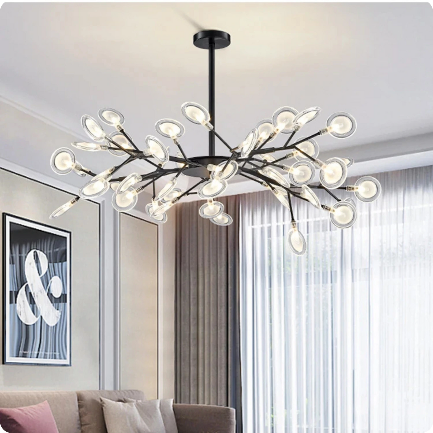 Plafonnier design contemporain avec têtes de fleurs LED - PlafonnierDeco