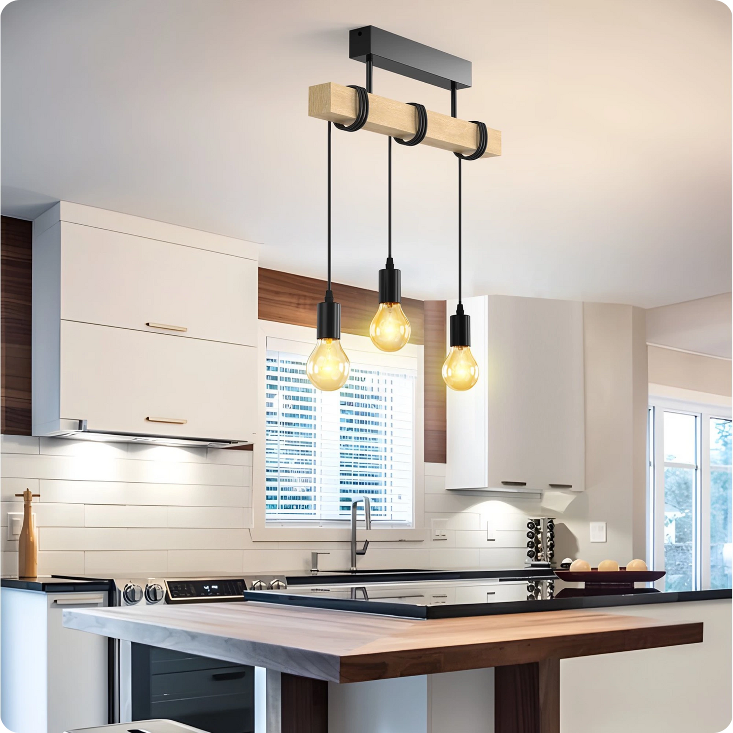 Plafonnier Bois Artisanal Vintage - 3 Douilles - PlafonnierDeco