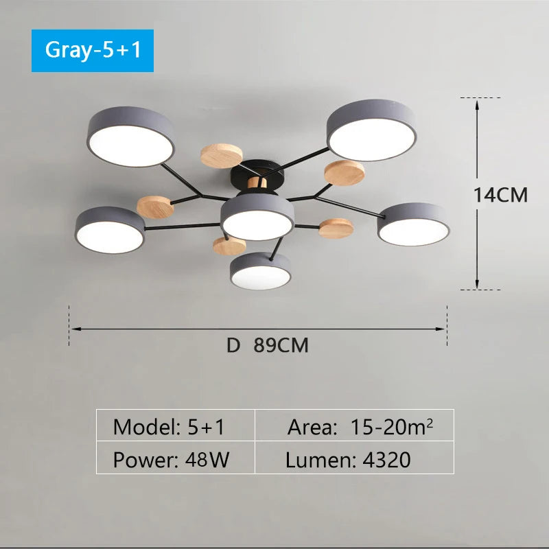 Plafonnier Moderne Design 5 Bras LED | Lumière à 3 Couleurs