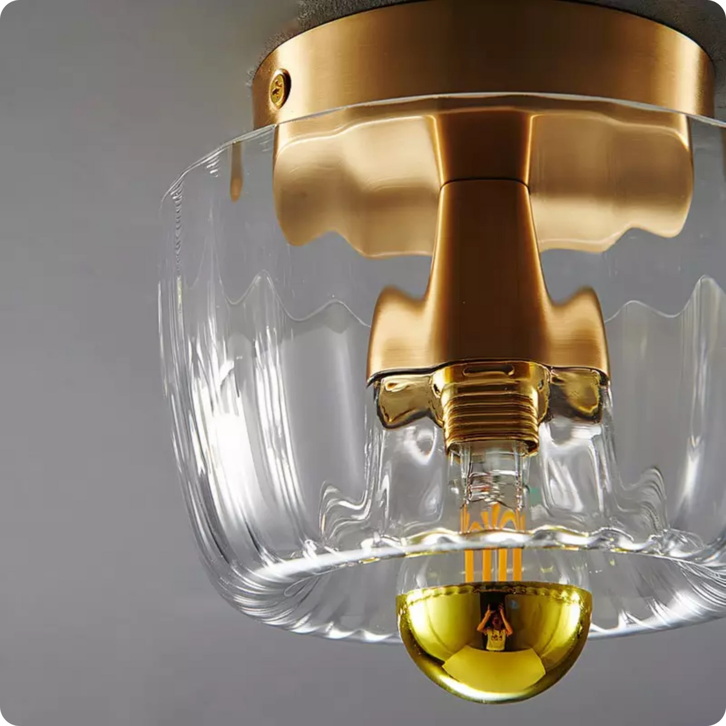 Plafonnier en verre Bauhaus avec effet de lumière or ou argent
