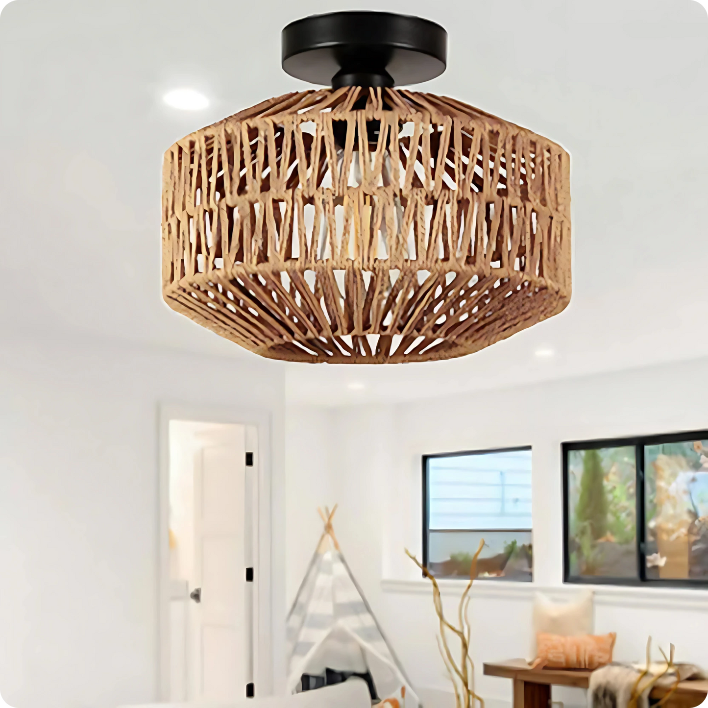 Plafonnier Design Café Acrylique Style Tressé | Éclairage LED - PlafonnierDeco