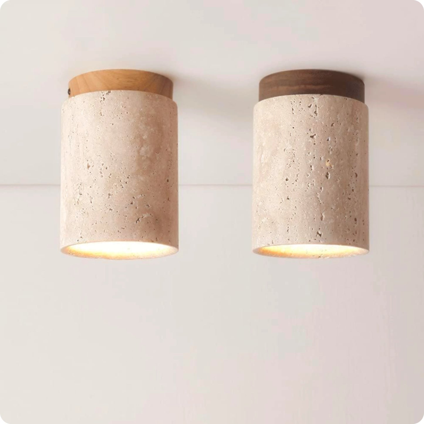 Plafonnier rond bois et plâtre avec éclairage LED doux et moderne - PlafonnierDeco