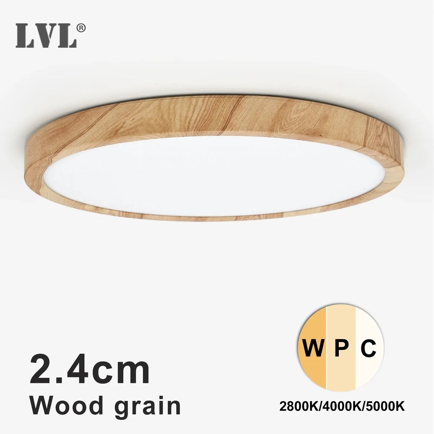 Plafonnier Rond Finition Bois LED | Températures de Couleur Ajustables