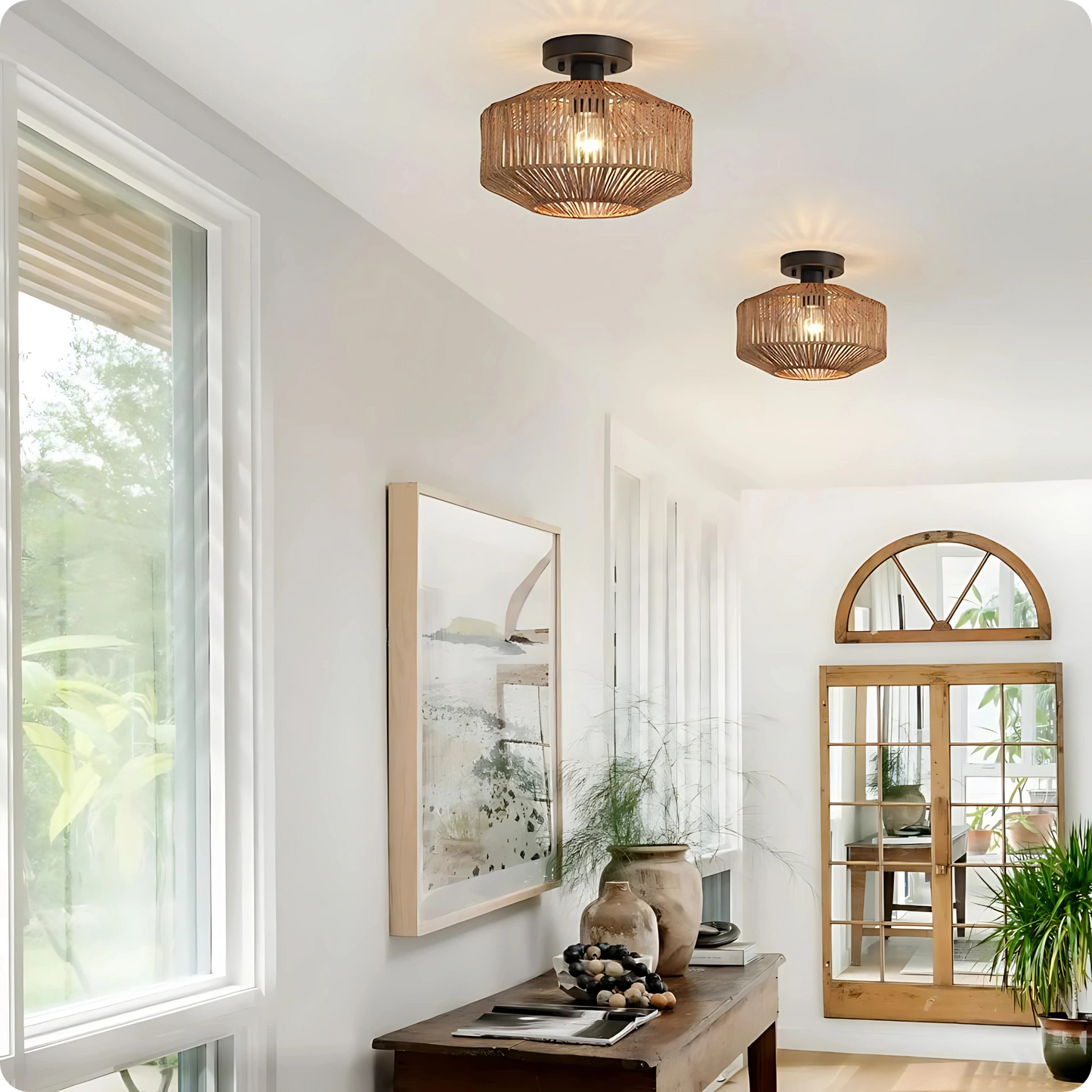 Plafonnier Design Café Acrylique Style Tressé | Éclairage LED - PlafonnierDeco