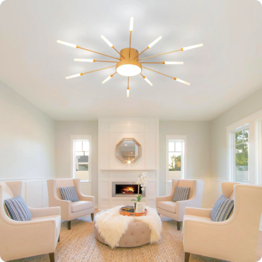 Plafonnier LED Or Spirale Artificielle Acrylique Dimmable avec 12 Lumières Neutres - PlafonnierDeco