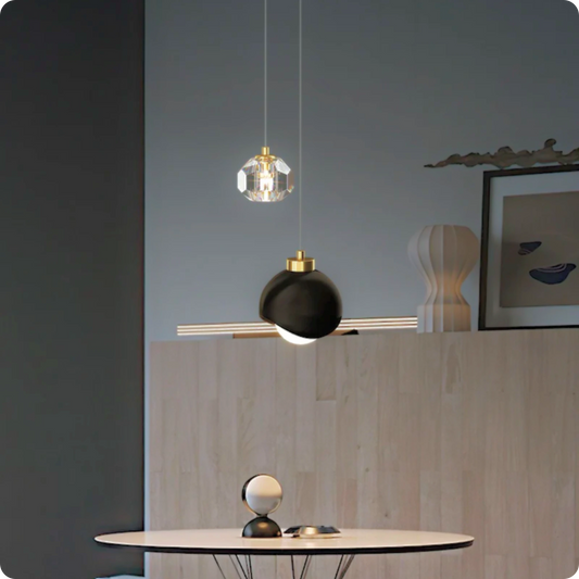 Plafonnier Suspendu Cristal et Métal Doré - Style Nordique avec Ampoules LED - PlafonnierDeco