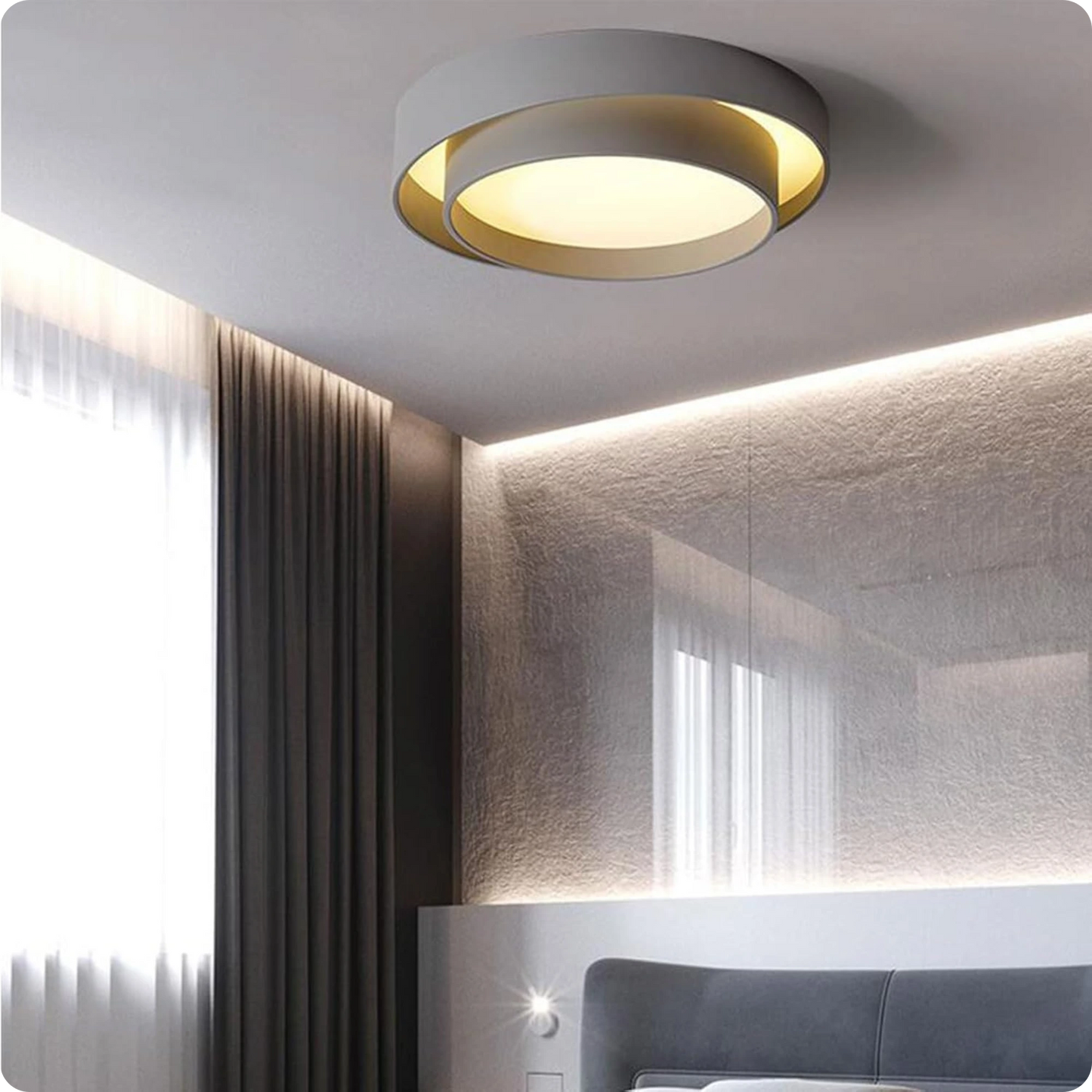 Plafonnier design circulaire en fer et acrylique avec lumière modulable - PlafonnierDeco