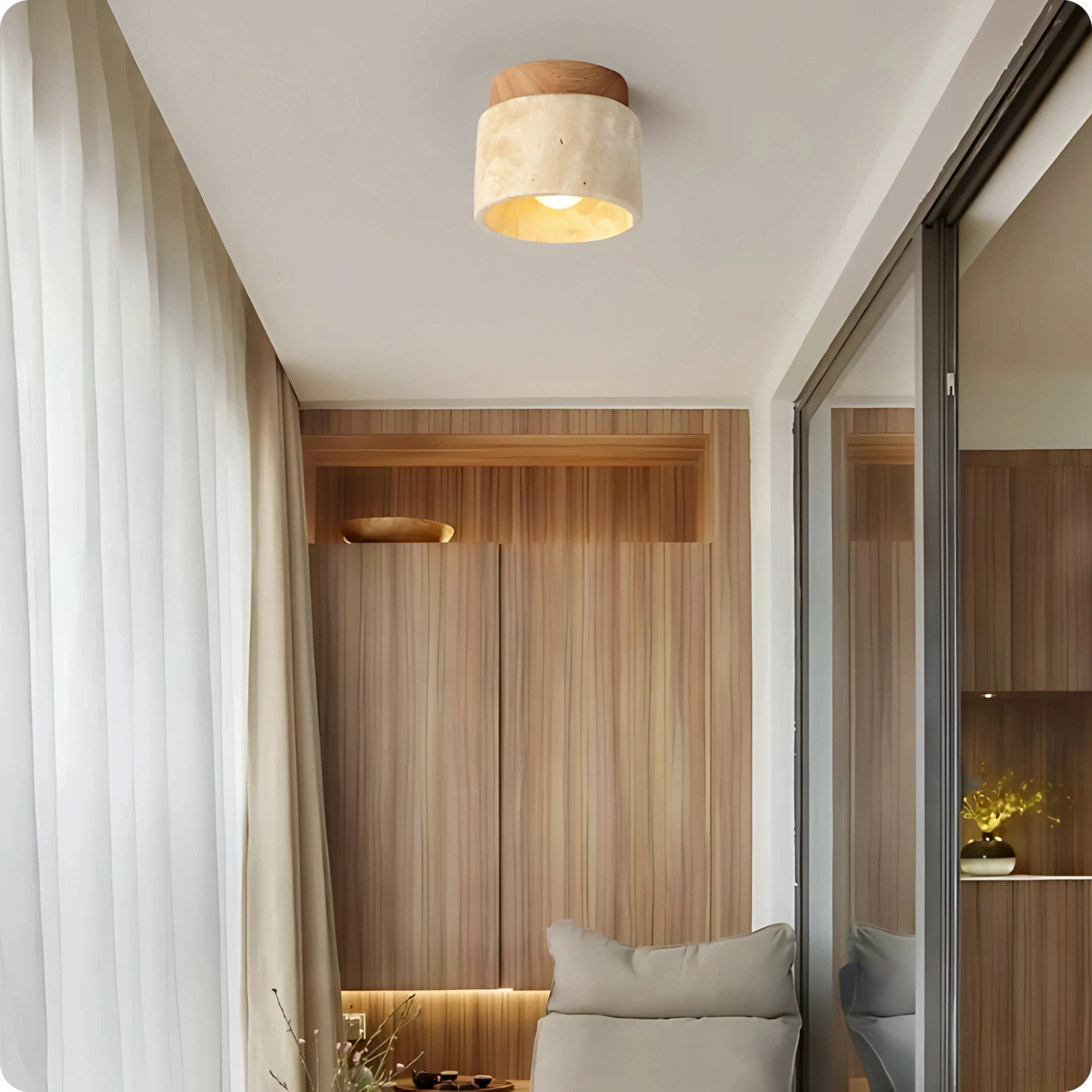 Plafonnier en marbre naturel avec éclairage LED éco-énergétique - PlafonnierDeco