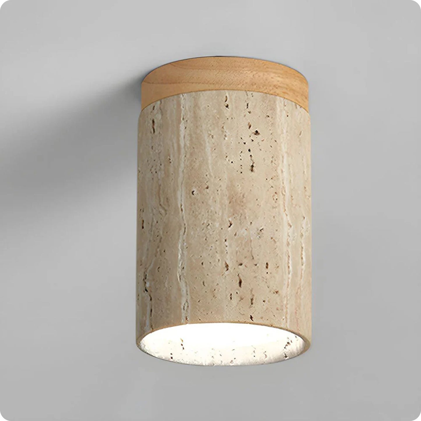 Plafonnier rond bois et plâtre avec éclairage LED doux et moderne - PlafonnierDeco
