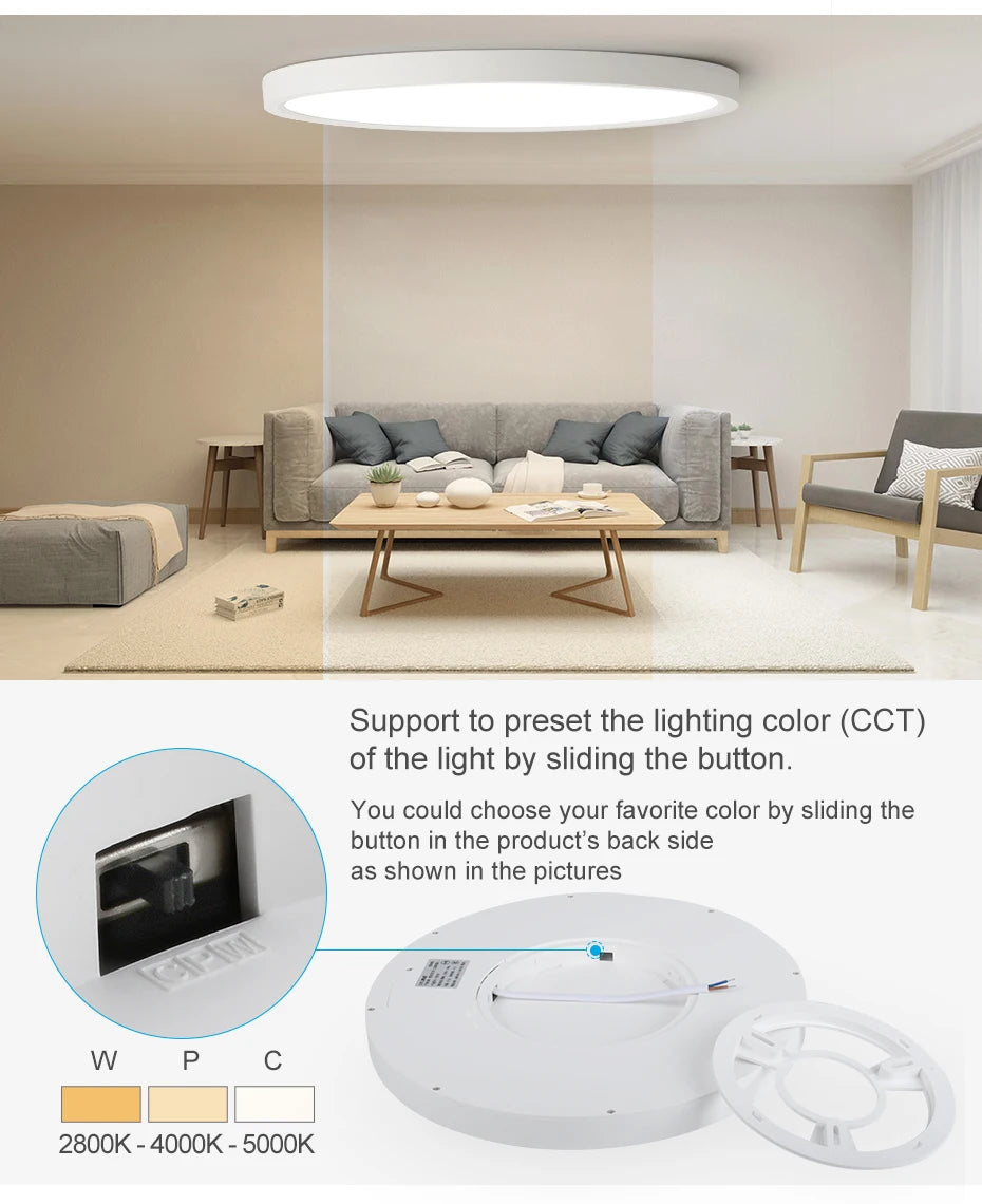 Plafonnier Rond Finition Bois LED | Températures de Couleur Ajustables