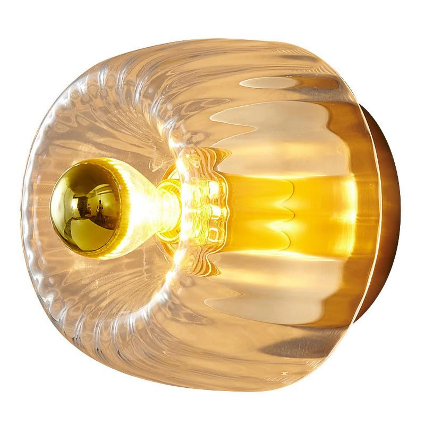 Plafonnier en verre Bauhaus avec effet de lumière or ou argent