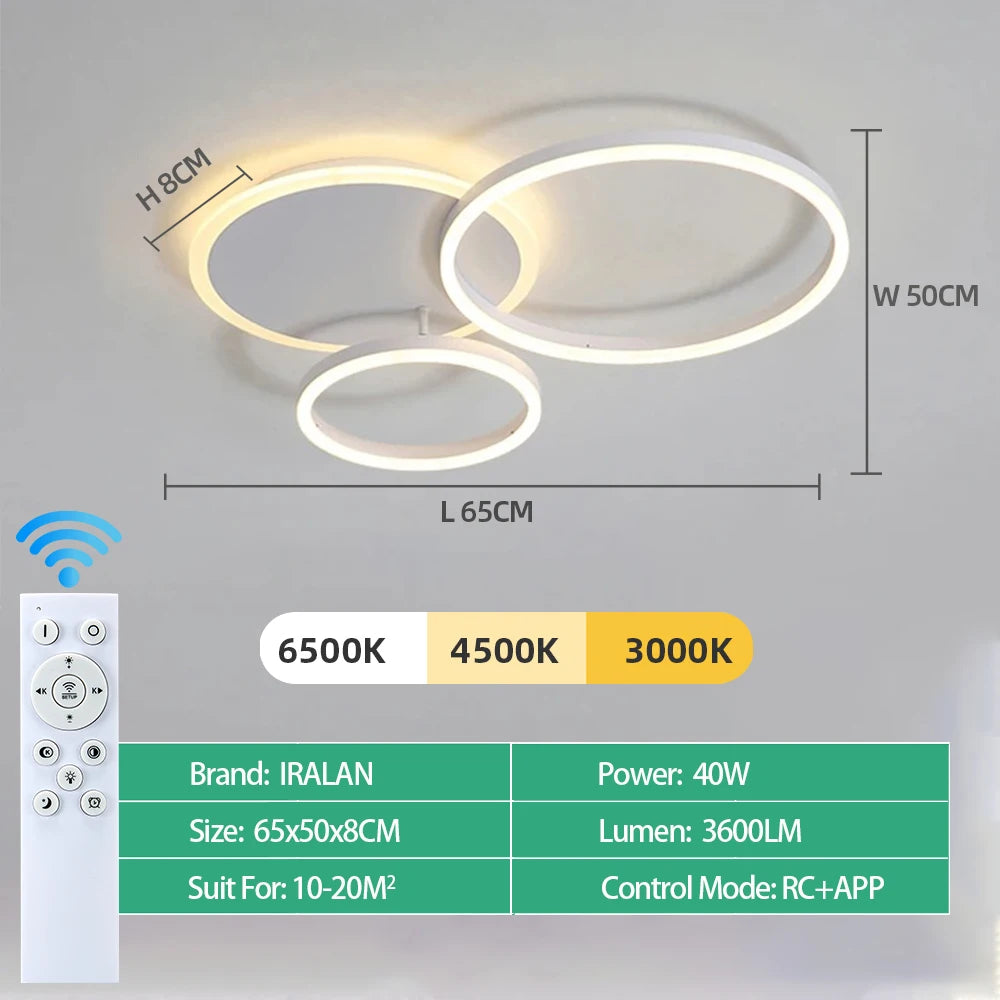 Plafonnier Design à Anneaux Circulaires Multiples | Semi-encastré