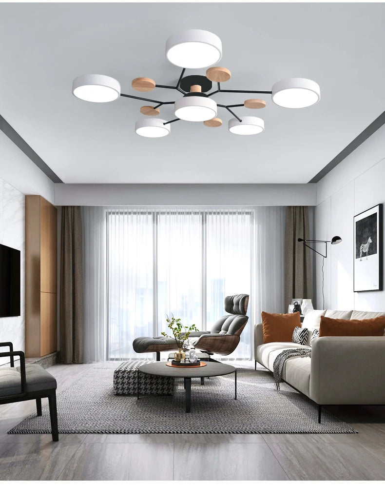 Plafonnier Moderne Design 5 Bras LED | Lumière à 3 Couleurs