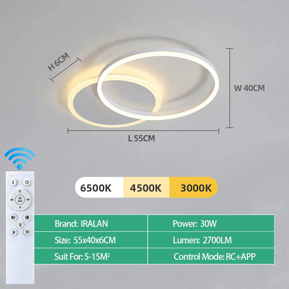 Plafonnier Design à Anneaux Circulaires Multiples | Semi-encastré