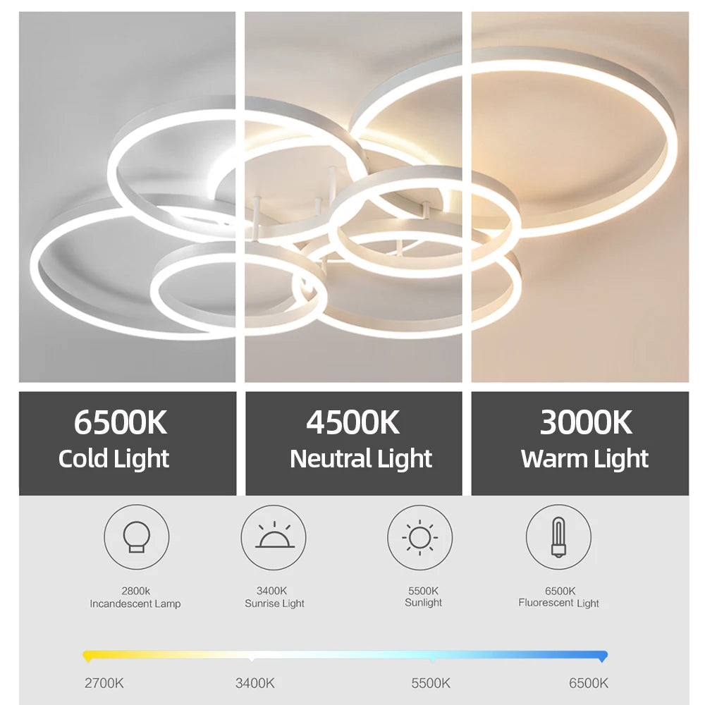 Plafonnier Design à Anneaux Circulaires Multiples | Semi-encastré