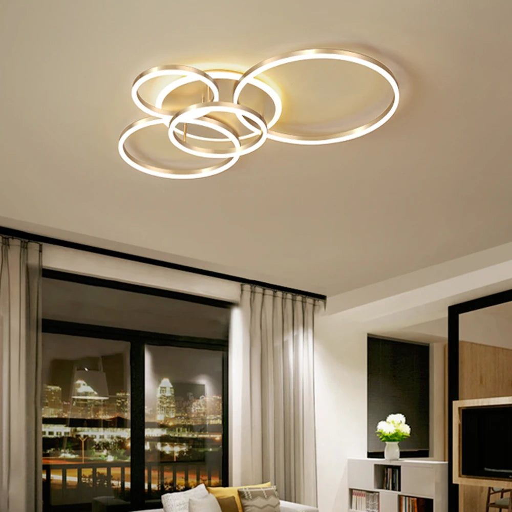 Plafonnier Design à Anneaux Circulaires Multiples | Semi-encastré