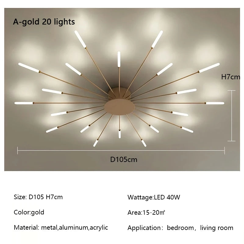 Plafonnier LED Spirale Artificielle Acrylique Dimmable avec 12 Lumières Neutres