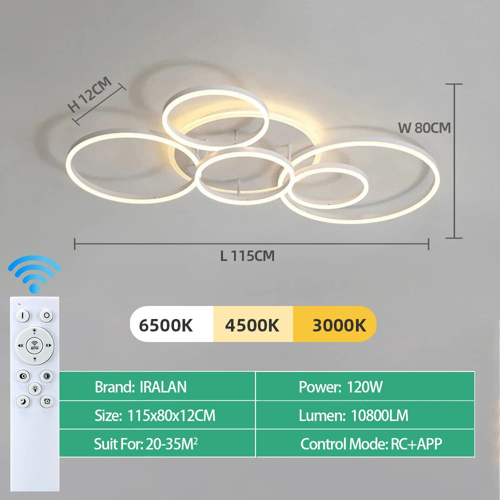 Plafonnier Design à Anneaux Circulaires Multiples | Semi-encastré