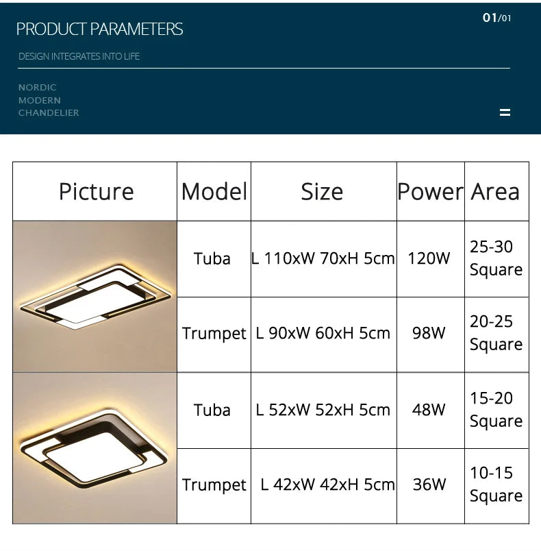 Plafonnier LED Moderne Métal Dimmable + Télécommande
