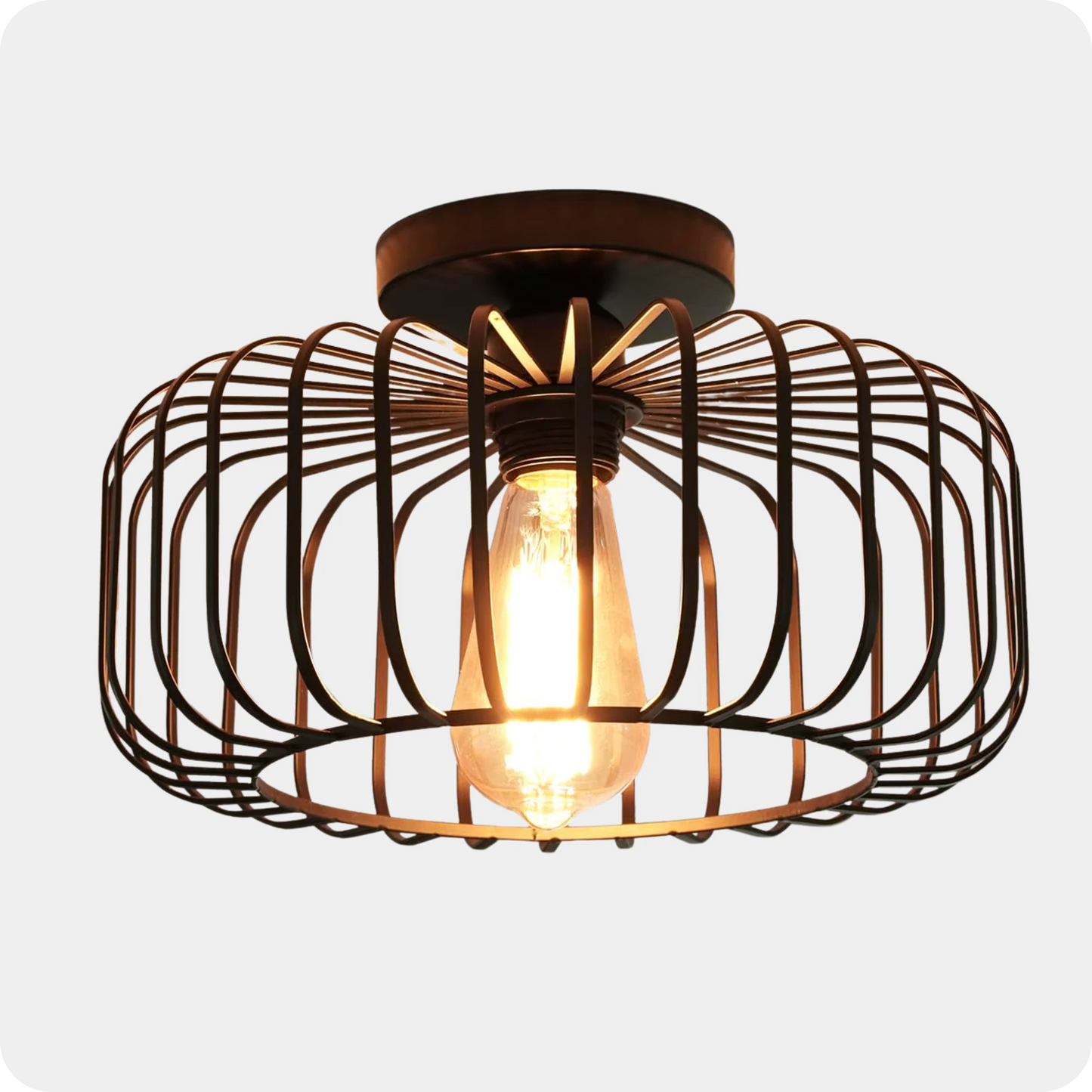 Plafonnier Rétro Industriel Semi-Encastré Noir - PlafonnierDeco