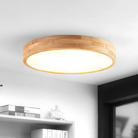 Plafonnier Rond Finition Bois LED | Températures de Couleur Ajustables - PlafonnierDeco