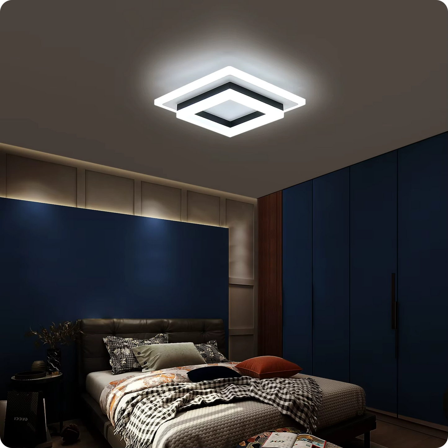 Plafonnier Moderne Carré LED en Acrylique Blanc Froid - PlafonnierDeco