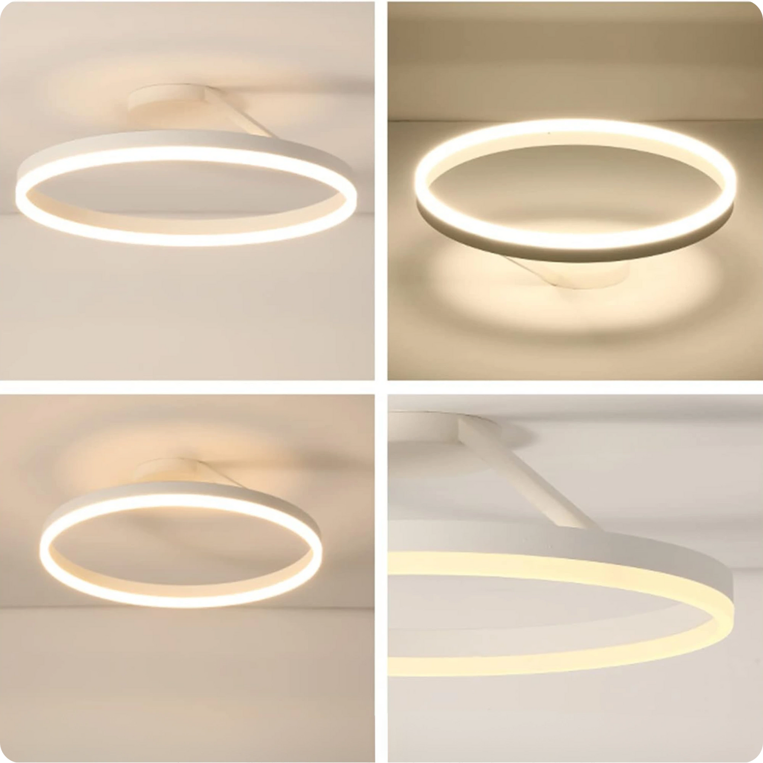 Plafonnier Design LED Anneau Blanc Minimaliste à Intensité Réglable - PlafonnierDeco
