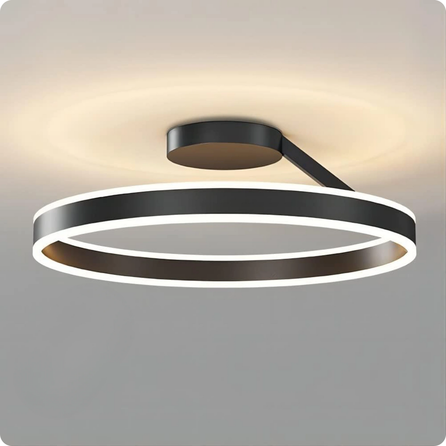 Plafonnier Design LED Anneau Noir Minimaliste à Intensité Réglable - PlafonnierDeco