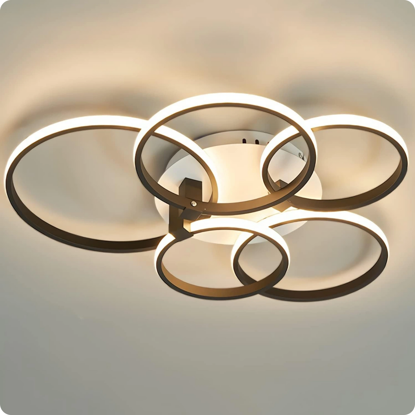 Plafonnier Design LED Anneaux Superposés Noir avec Télécommande APP - PlafonnierDeco