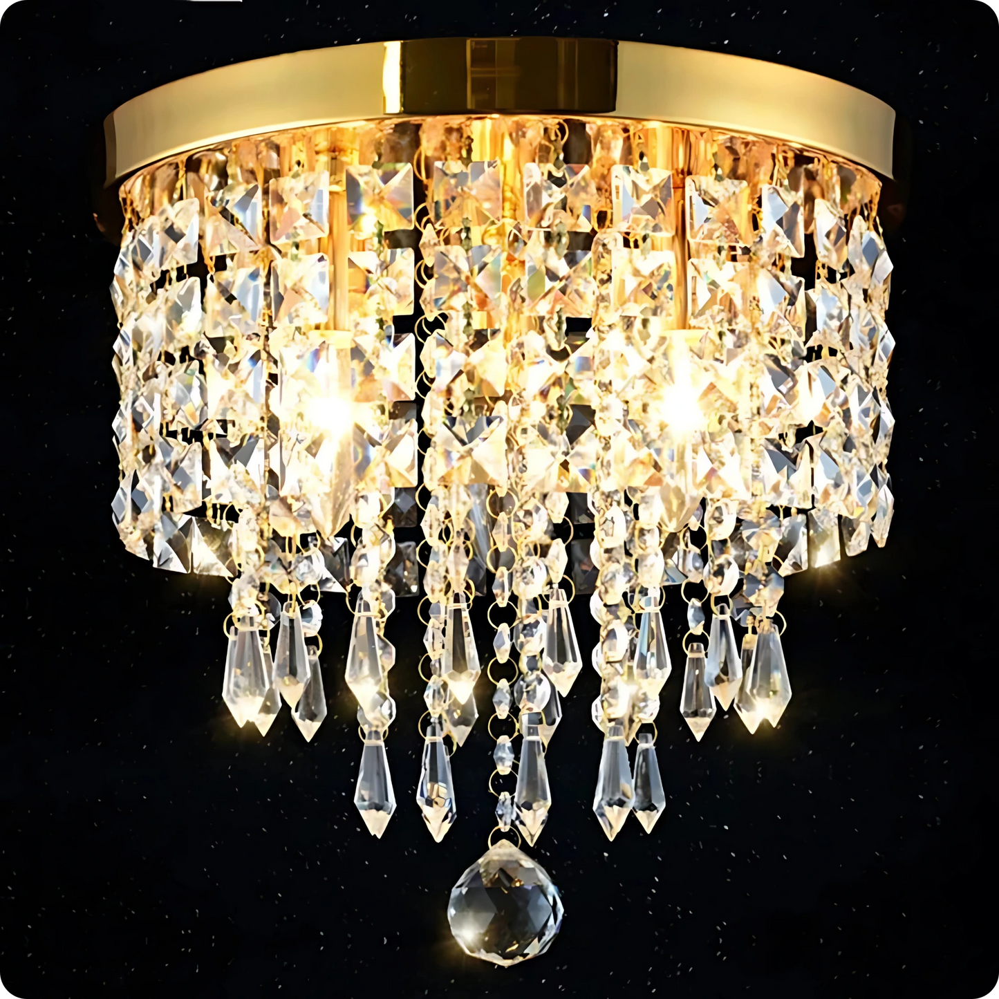 Plafonnier cristal en alliage poli avec reflets modernes et éclat - PlafonnierDeco