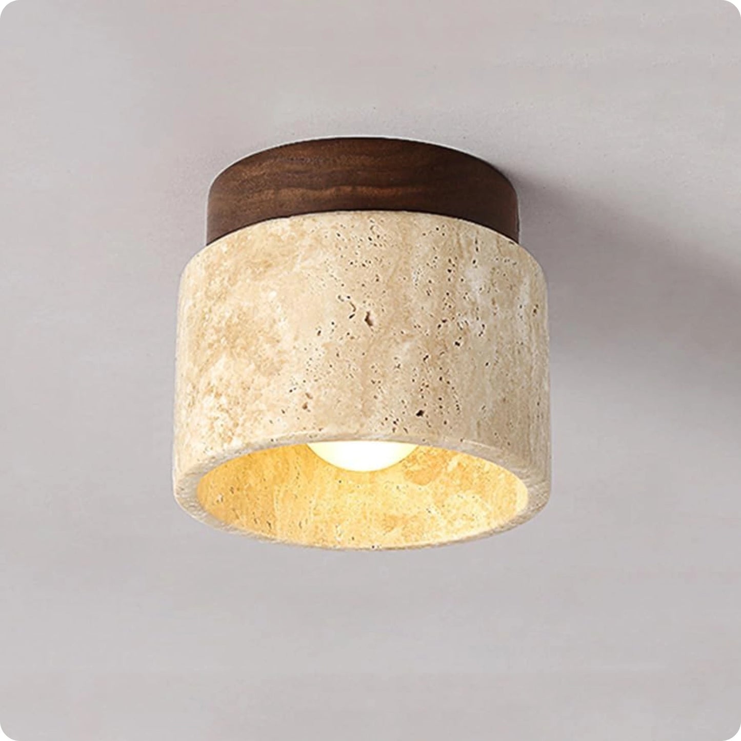 Plafonnier rond bois et plâtre avec éclairage LED doux et moderne - PlafonnierDeco