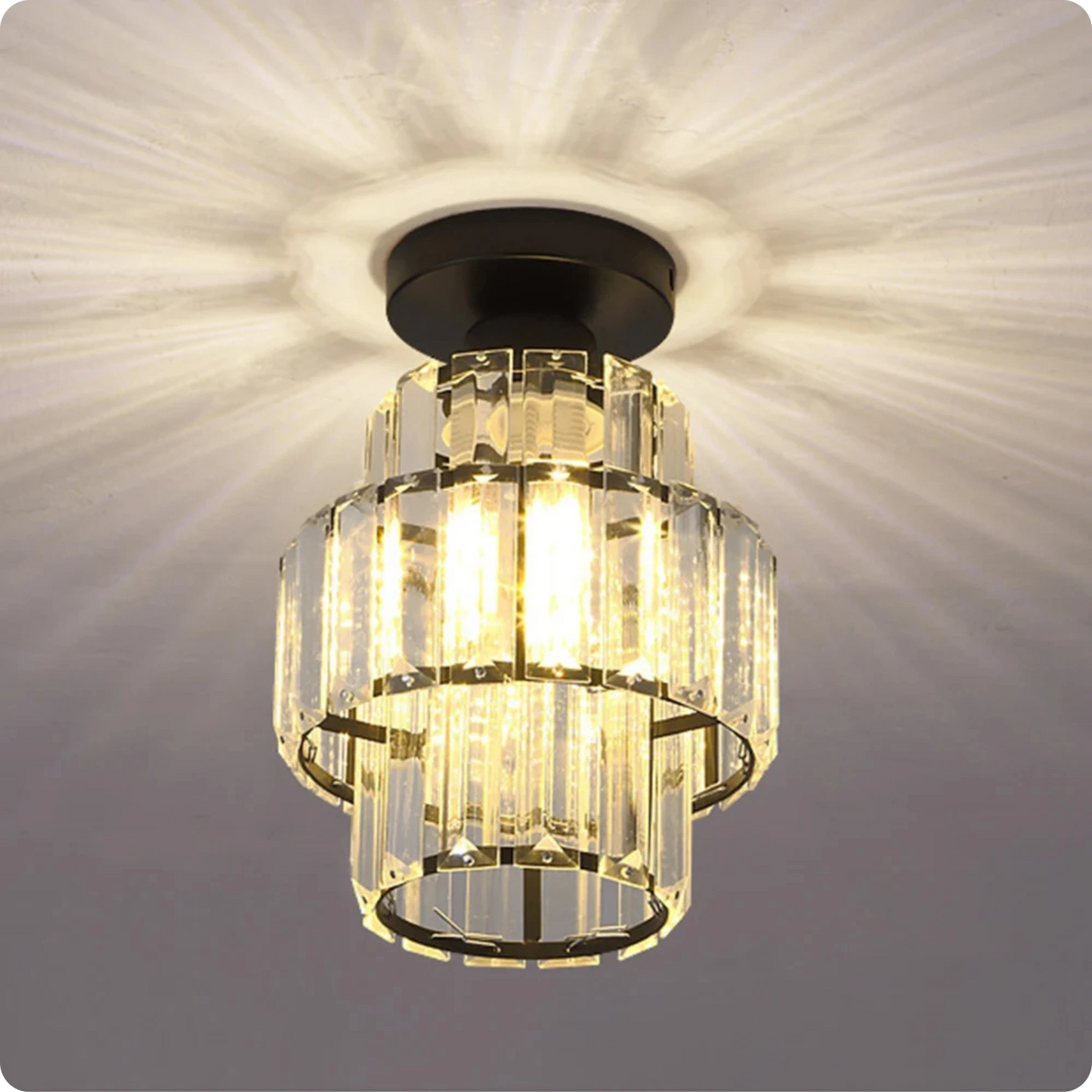 Plafonnier en verre et cristal poli avec éclat décoratif - PlafonnierDeco