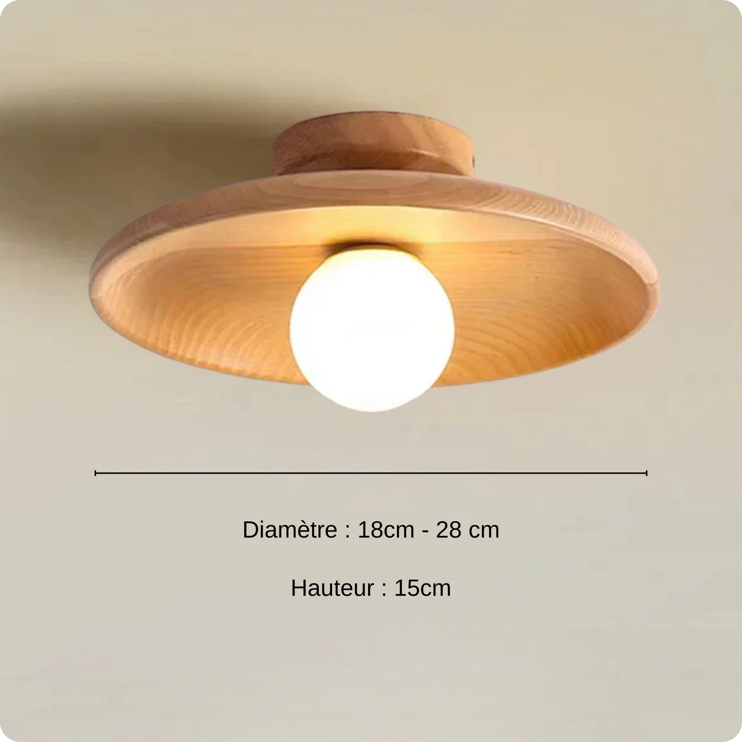 Plafonnier moderne bois noyer rond montage simple pour éclairage cosy - PlafonnierDeco
