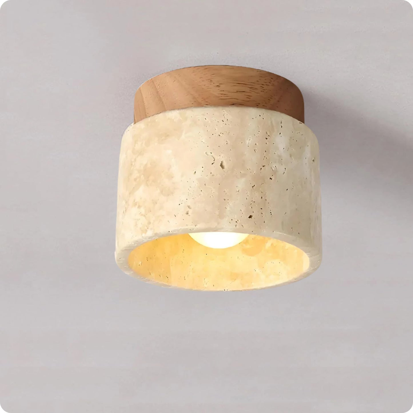 Plafonnier rond bois et plâtre avec éclairage LED doux et moderne - PlafonnierDeco