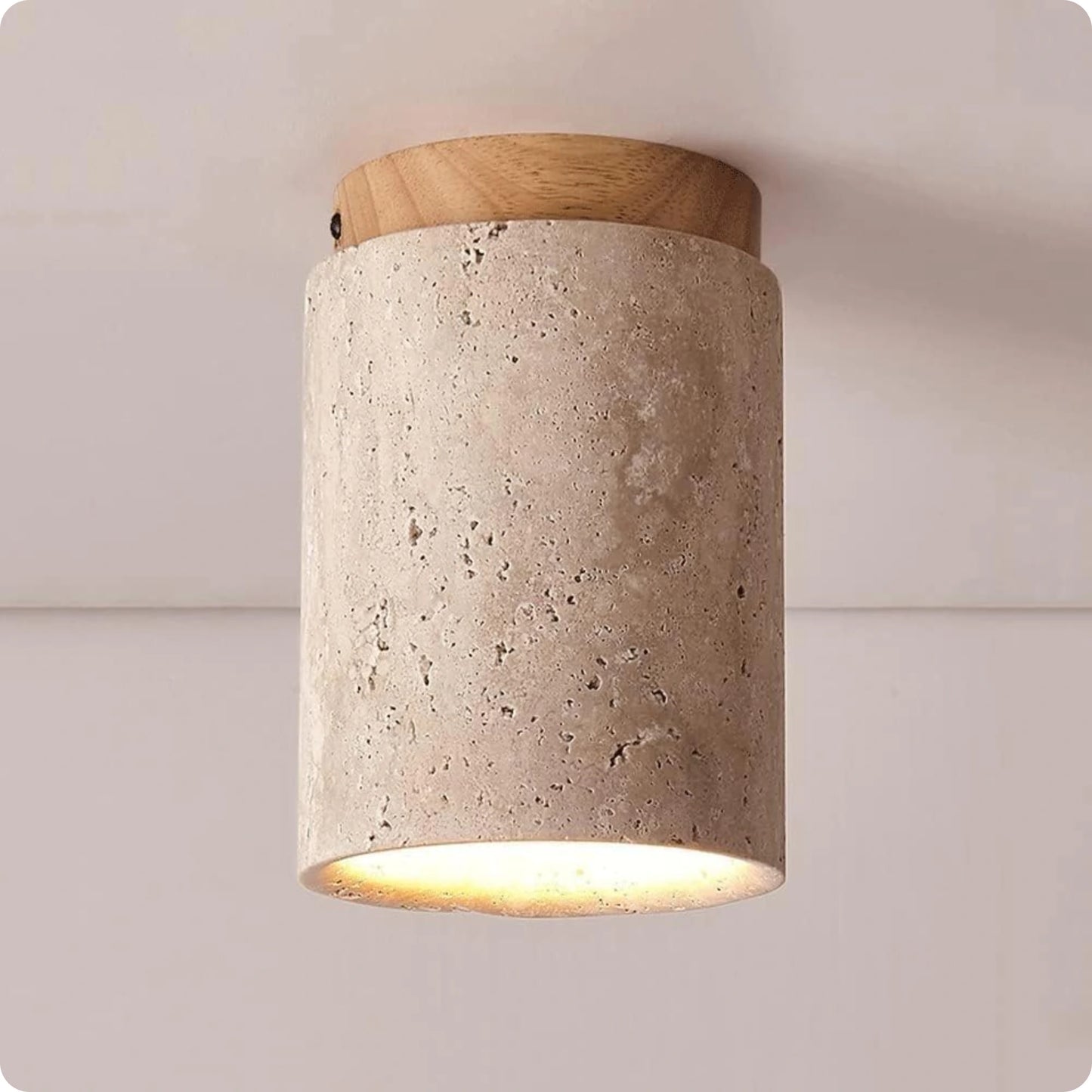 Plafonnier rond bois et plâtre avec éclairage LED doux et moderne - PlafonnierDeco