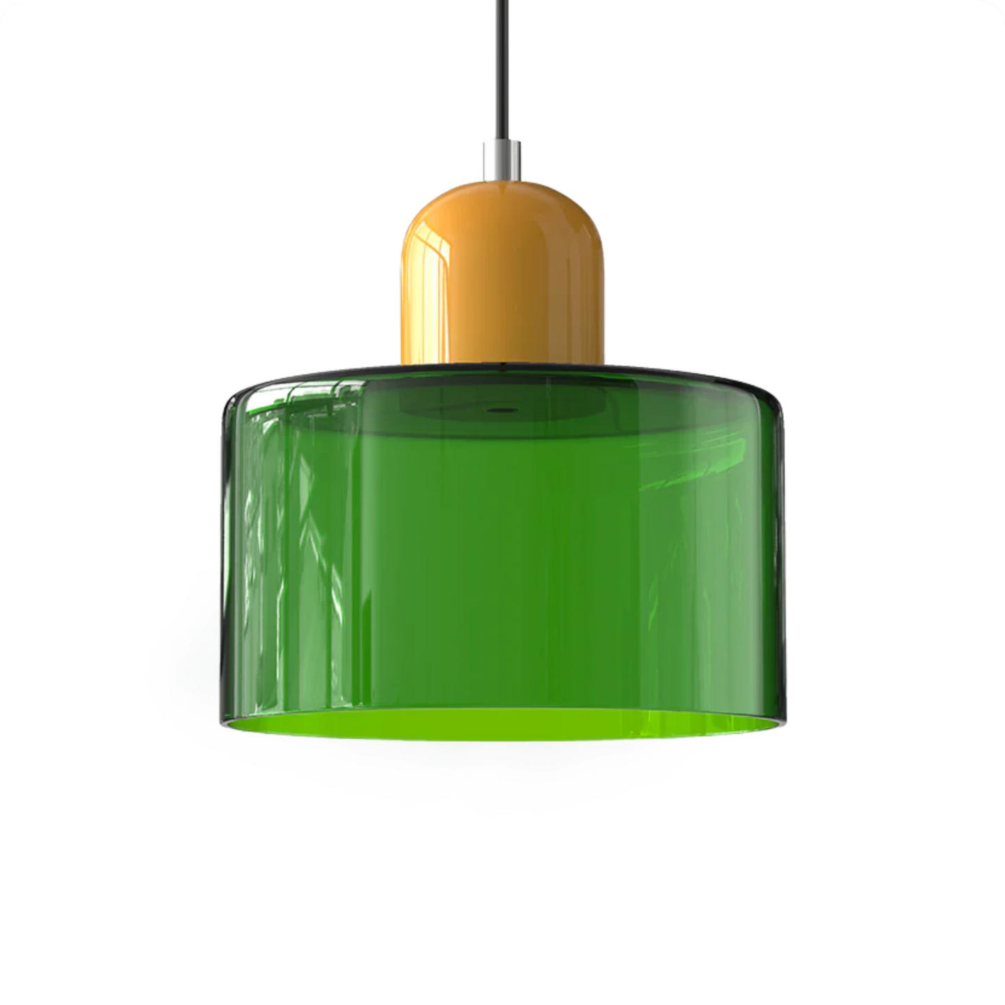 Plafonnier Design Verre Vert Fumé en Suspension Longue LED E27 - PlafonnierDeco