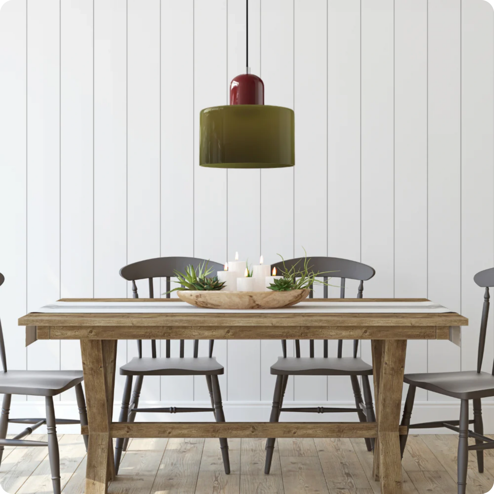 Plafonnier Design Verre Vert Fumé en Suspension Longue LED E27 - PlafonnierDeco