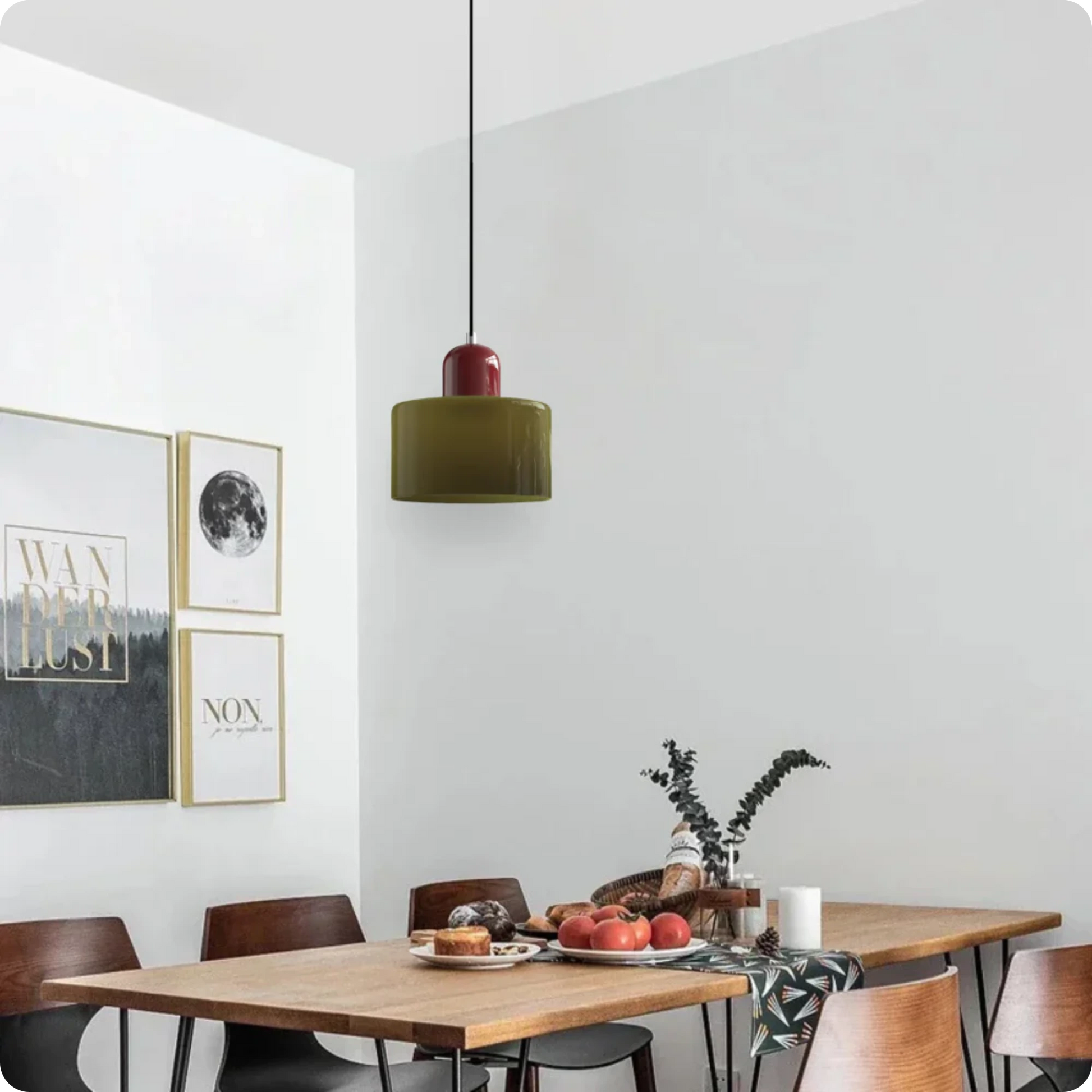 Plafonnier Design Verre Vert Fumé en Suspension Longue LED E27 - PlafonnierDeco