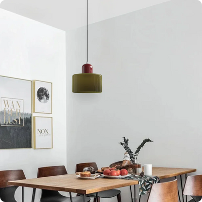 Plafonnier Design Verre Vert Fumé en Suspension Longue LED E27 - PlafonnierDeco