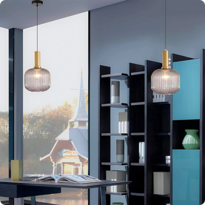Plafonnier Verre Sculpté Suspendu - Design Moderne Élégant - PlafonnierDeco