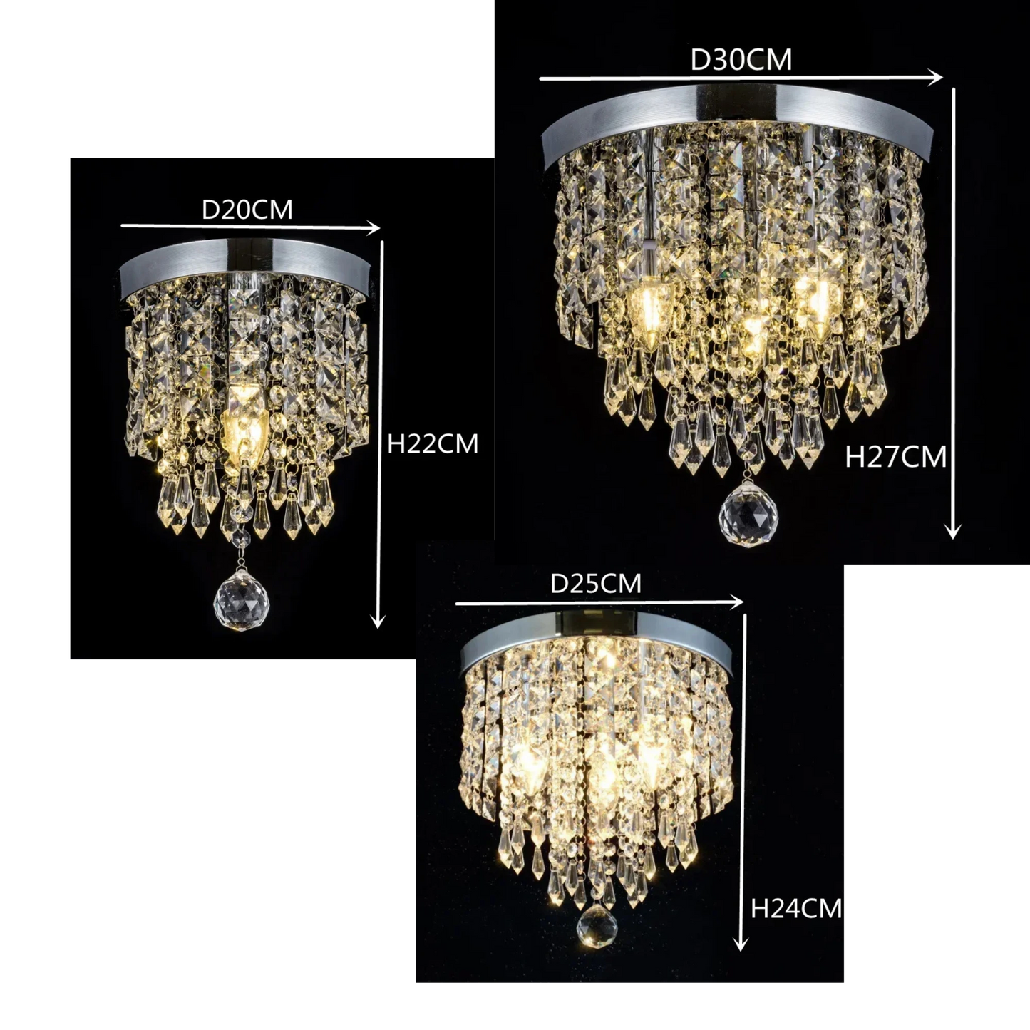 Plafonnier cristal en alliage poli avec reflets modernes et éclat - PlafonnierDeco