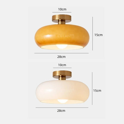 Plafonnier design en verre soufflé orange et blanc avec éclairage LED doux - PlafonnierDeco