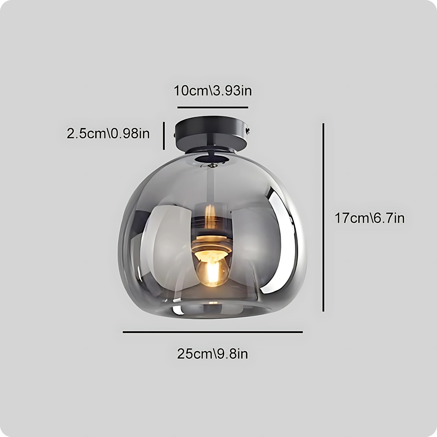 Plafonnier moderne en verre avec LED et ampoule E27 pour style nordique - PlafonnierDeco