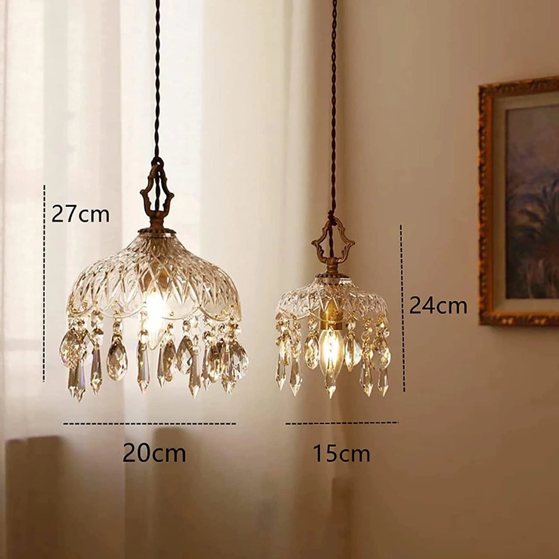 Plafonnier suspendu en verre et cristal doré à LED – Éclairage doux et raffiné - PlafonnierDeco