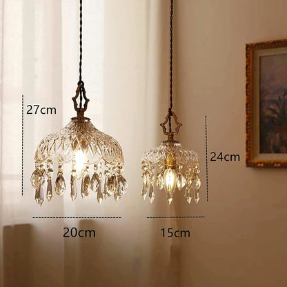 Plafonnier suspendu en verre et cristal doré à LED – Éclairage doux et raffiné - PlafonnierDeco