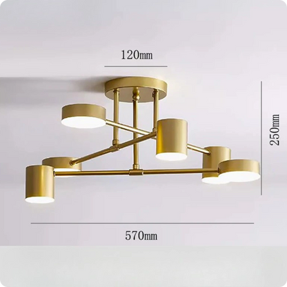 Plafonnier moderne en fer noir ou or avec éclairage LED réglable